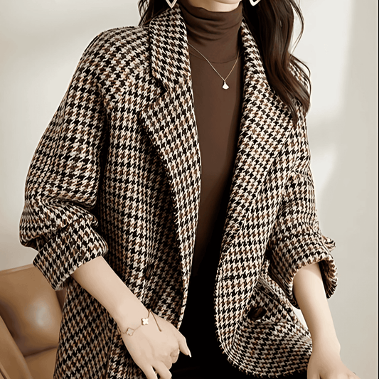 WW | Damen Klassischer Langer Karierter Blazer Herbststil