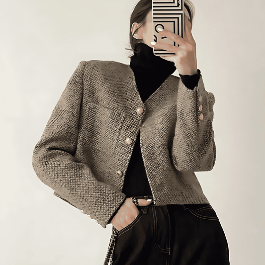 WW | Damen Gepolsterte Kragenlose Jacke Stilvolle Schichten