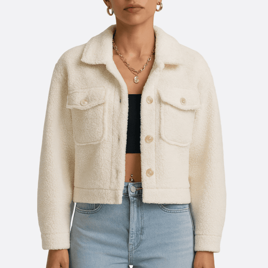 WW | Damen Cropped Sherpa Jacke Wollmix