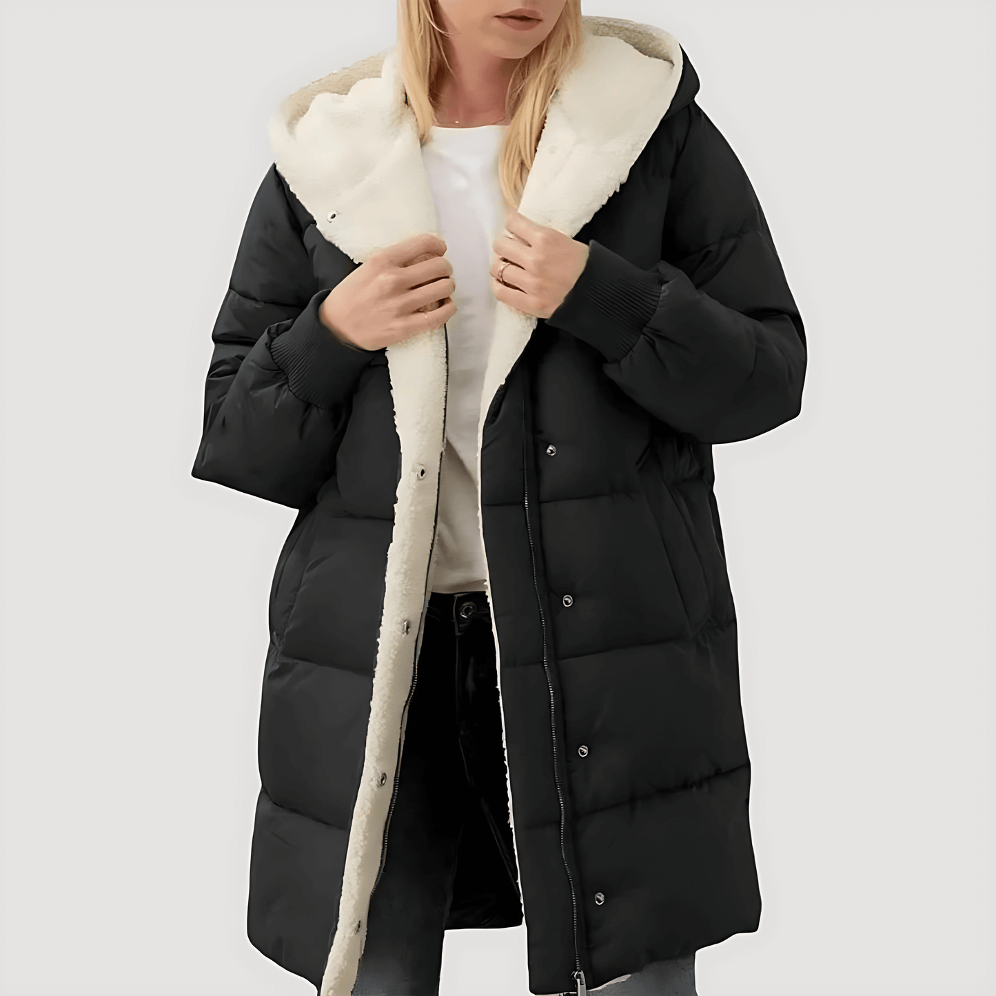WW | Damen Faux-Fur gefütterte Jacke Lange Jackenstil