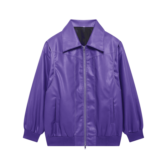 WW | Damen Faux Leder Jacke Elastische Ärmel