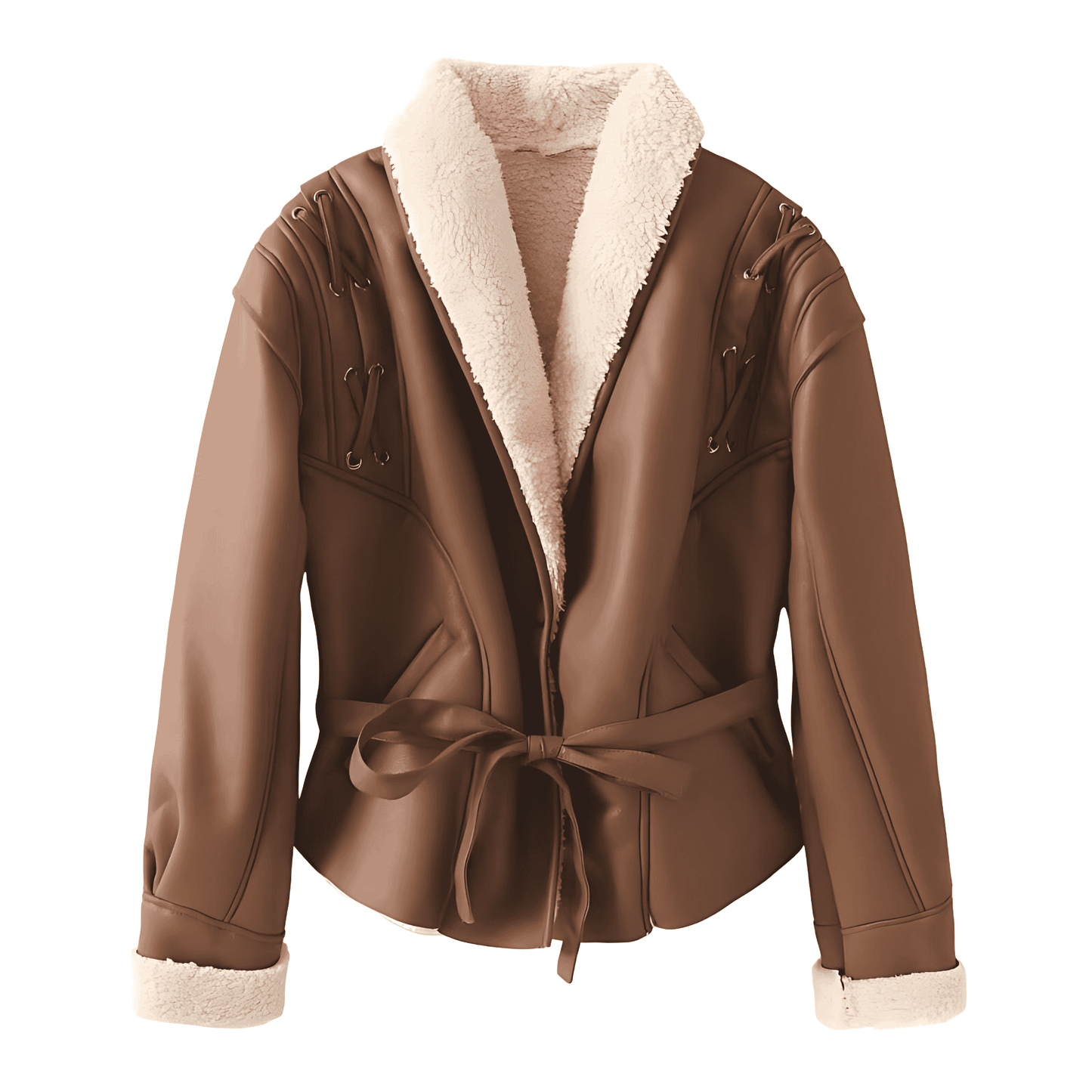 WW | Damen Fake Lederjacke mit Teddy Futter