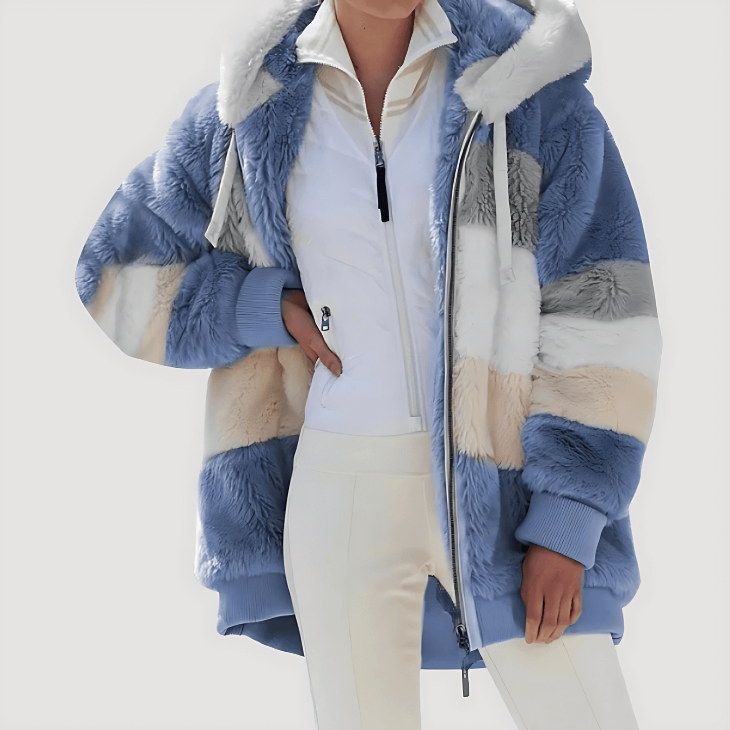 WW | Damen Fluffy Nep Pelz Winterjacke Cozy Stil
