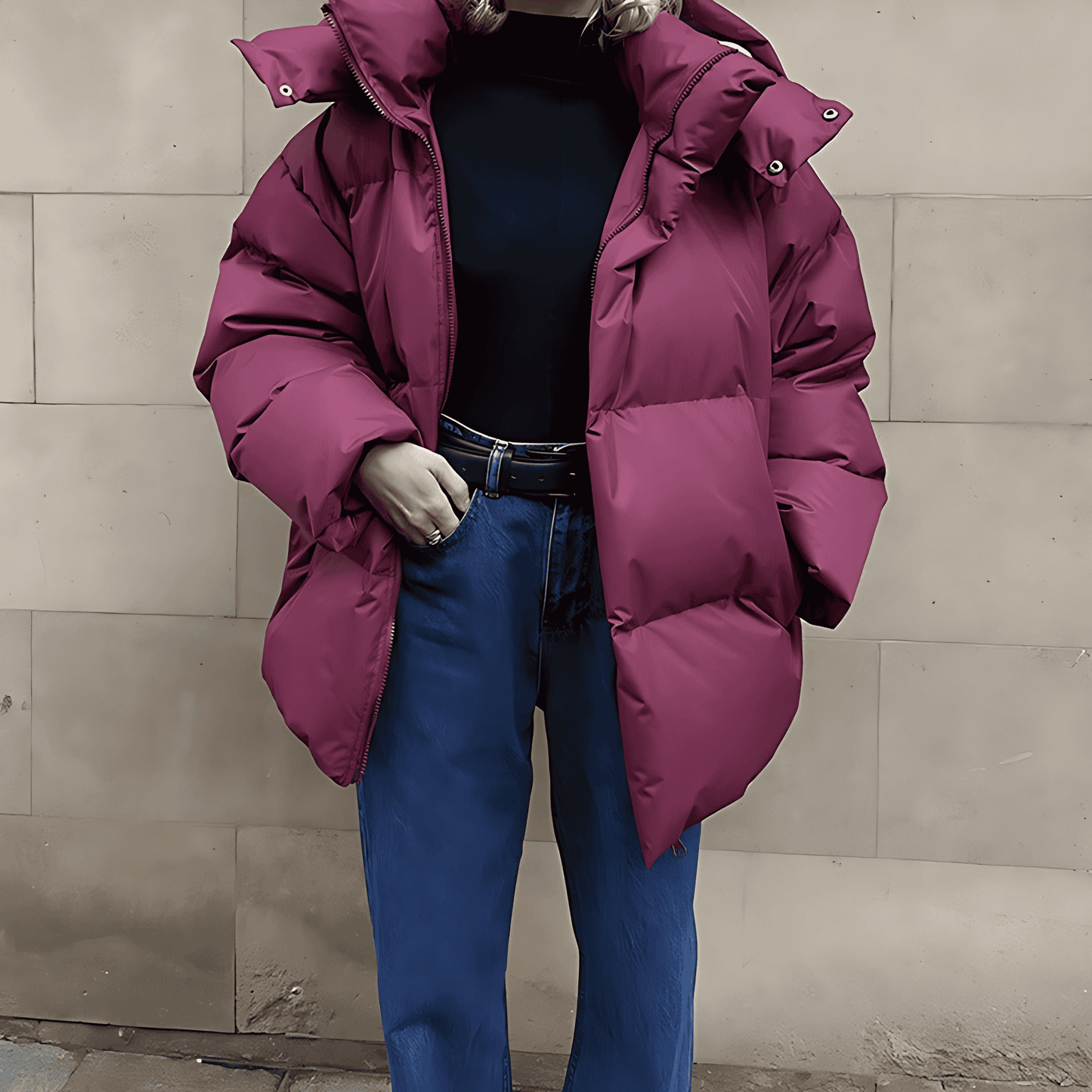 WW | Damen Hohe Kragen Puffer Jacket mit Taschen