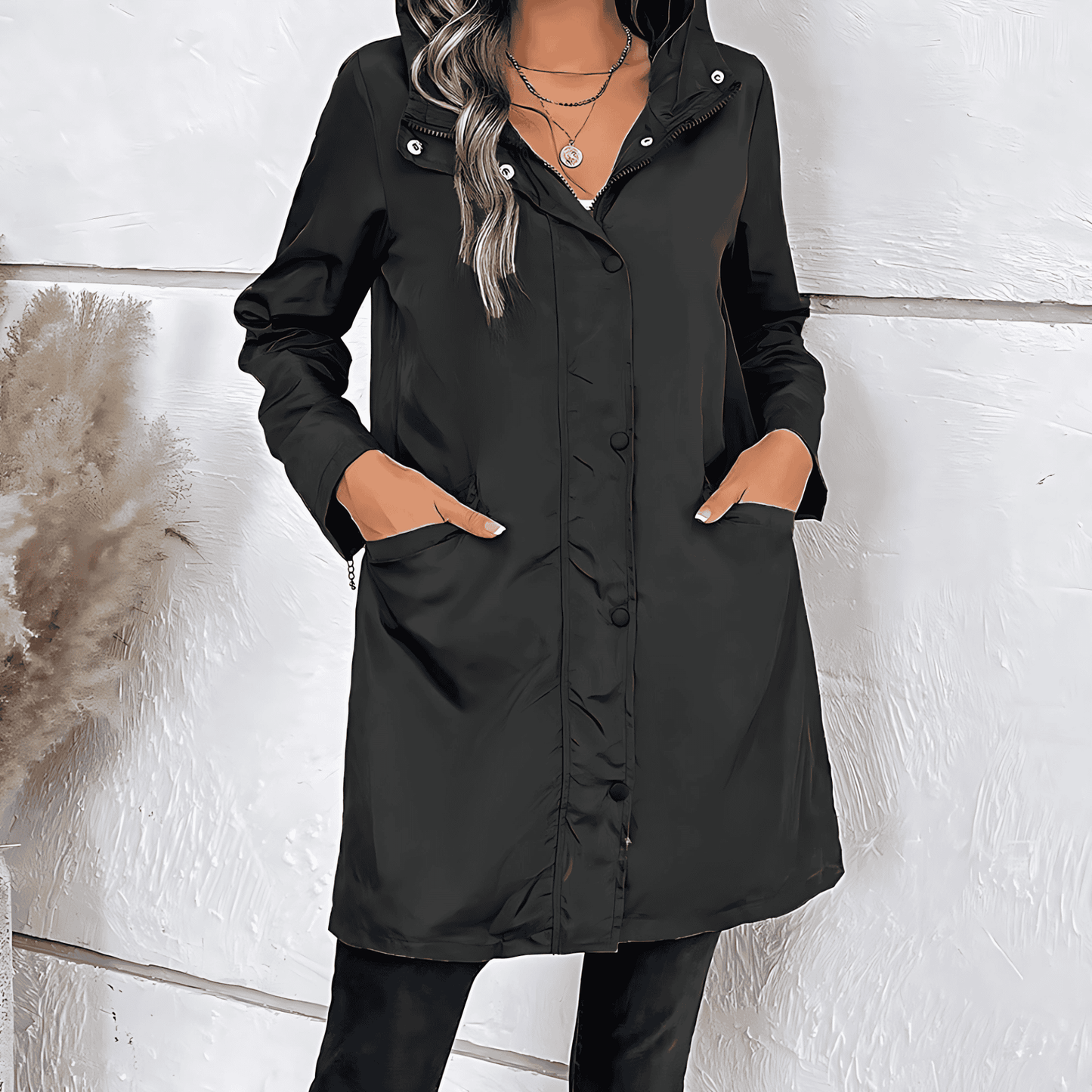 WW | Damen Lange Herbstjacke Hoher Kragen