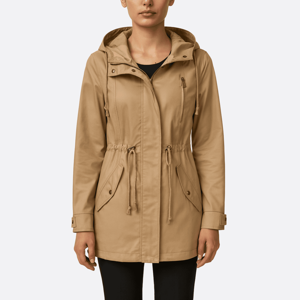 WW | Damen Langarm Gepolsterter Trenchcoat Wasserdicht