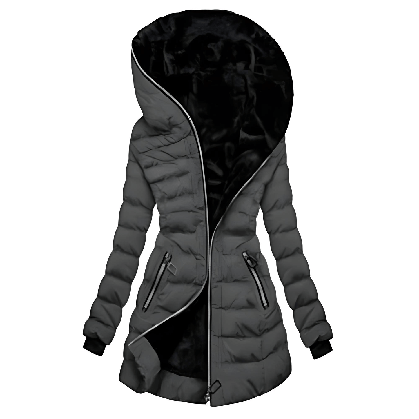 WW | Damen Lange Zip Hoodie Gefüttert Jacke