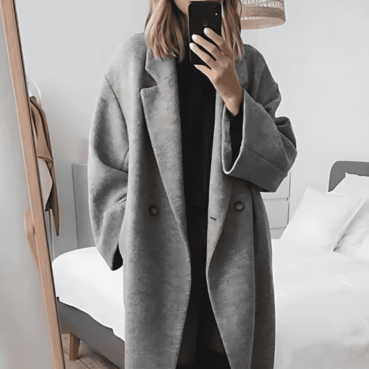 WW | Damen Notch Revers Lange Winterjacke Einreihiger Knopfverschluss