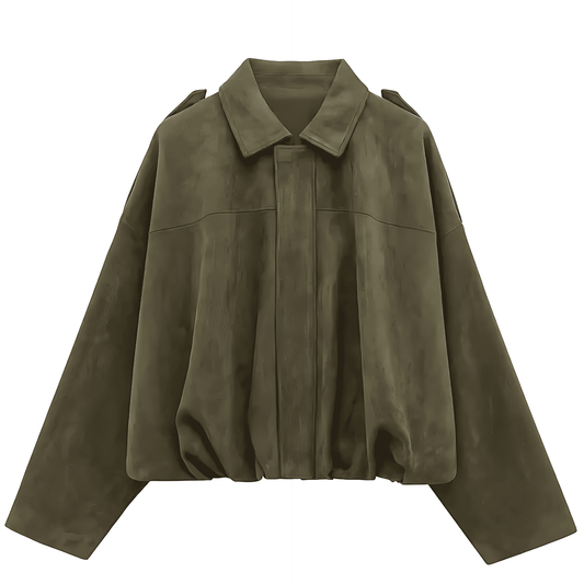 WW | Damen Oversized Kurze Jacke Faux Wildleder