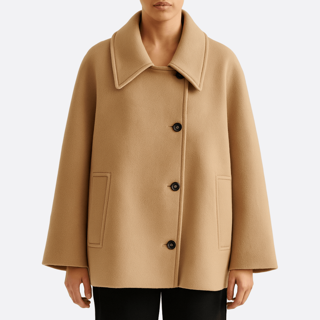 WW | Damen Oversized Wolljacke Breiter Kragen