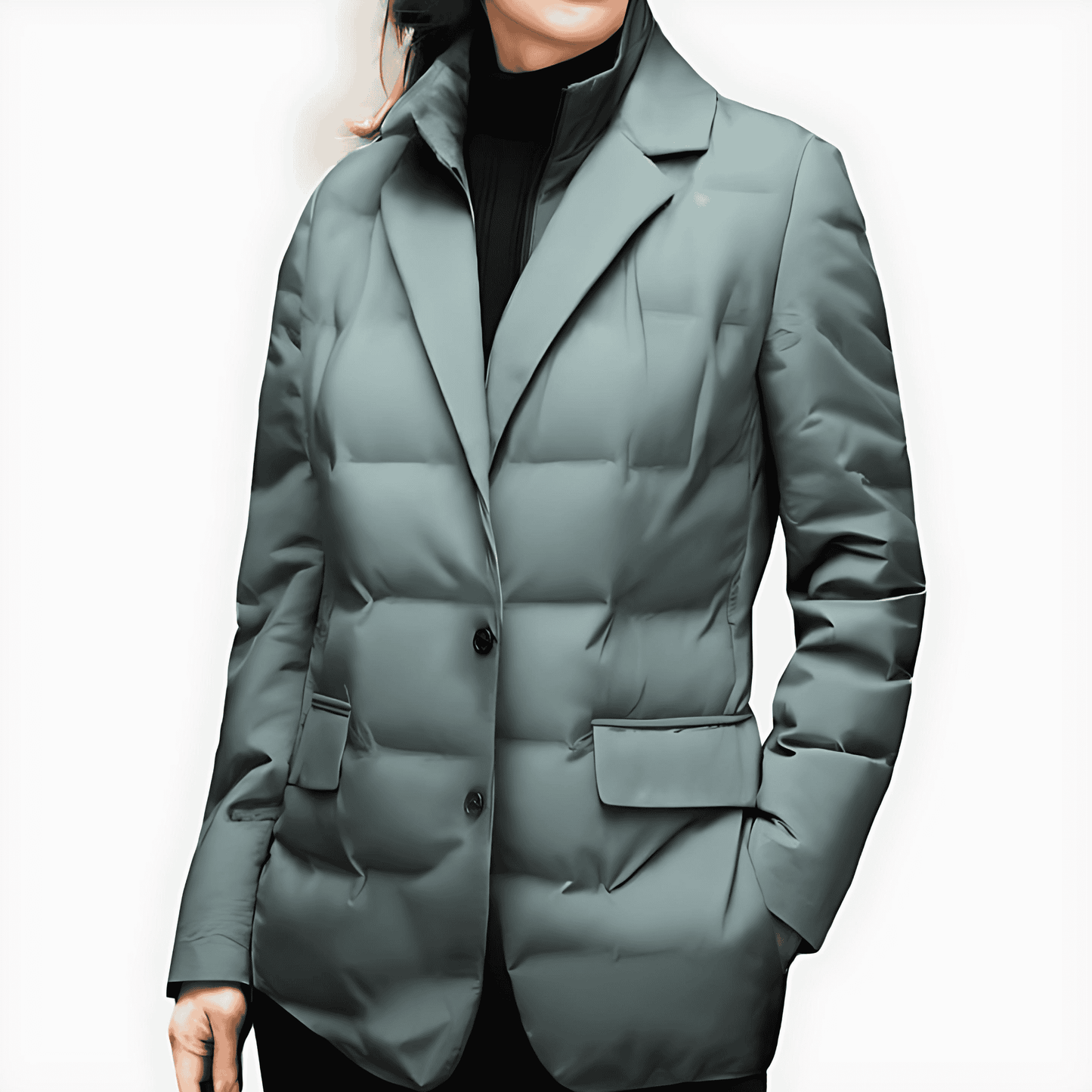WW | Damen Puffer Blazer Jacke Mit Spitzrevers Stil