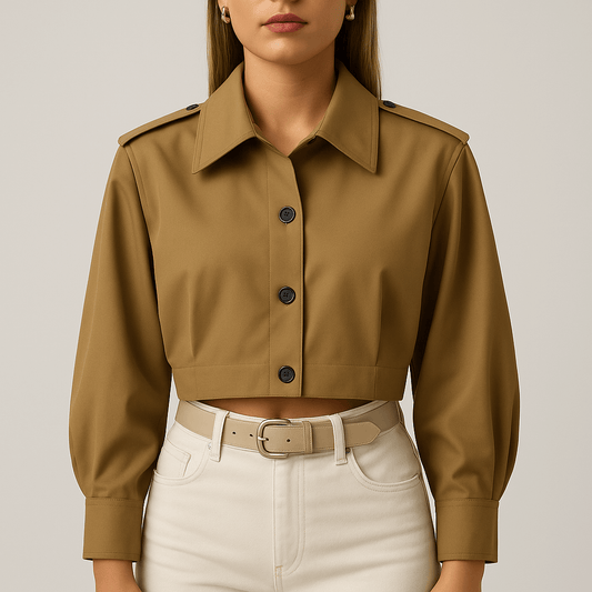 WW | Women's Relaxed Fit Cropped Jacket With Buttoned Cuffs