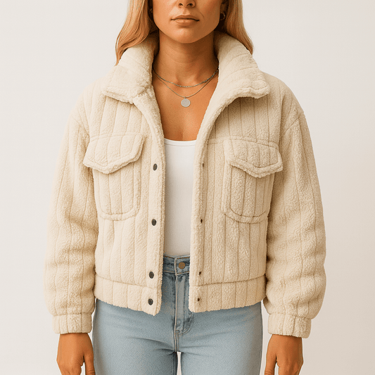 WW | Damen Kurze Warme Teddyjacke Gemütlicher Stil