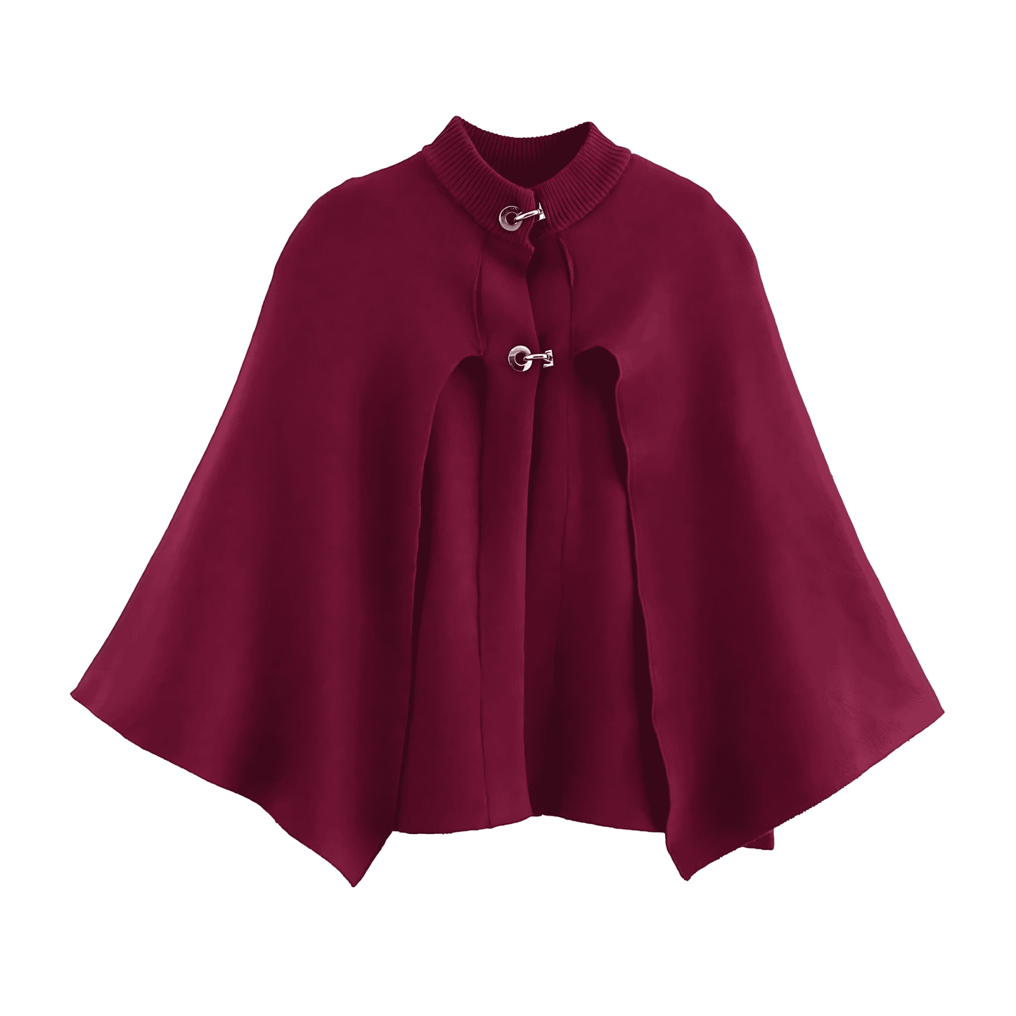 WW | Damen Stehkragen Cape Jacke Knopfdetails