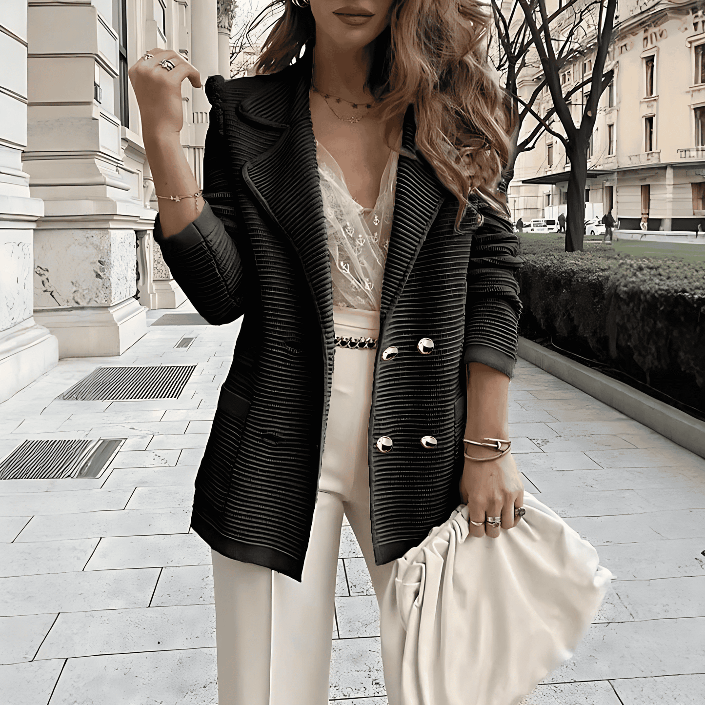 WW | Damen Stilvolle Blazer mit klassischen Knopfdetails