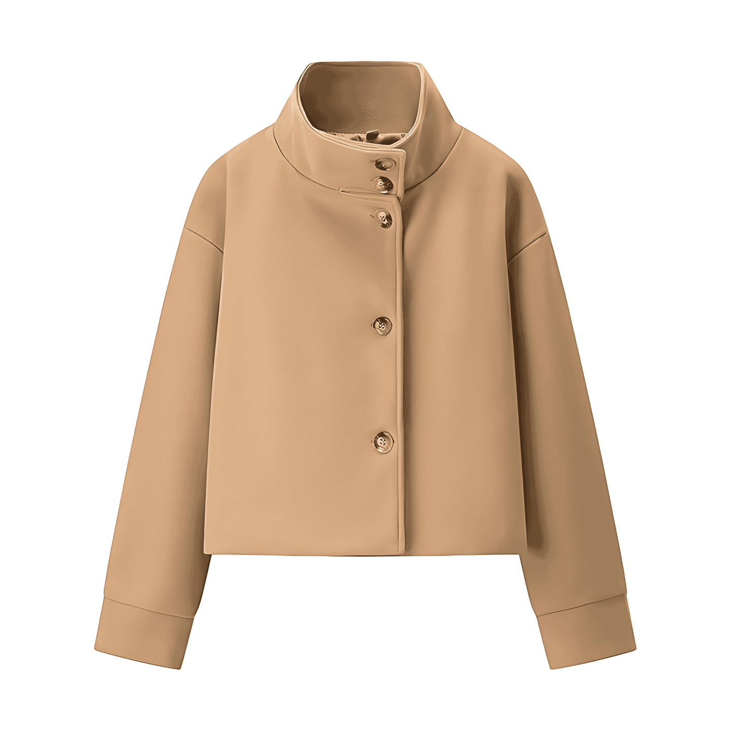 WW | Damen Stilvolle Gekürzte Jacke Hoher Kragen Design