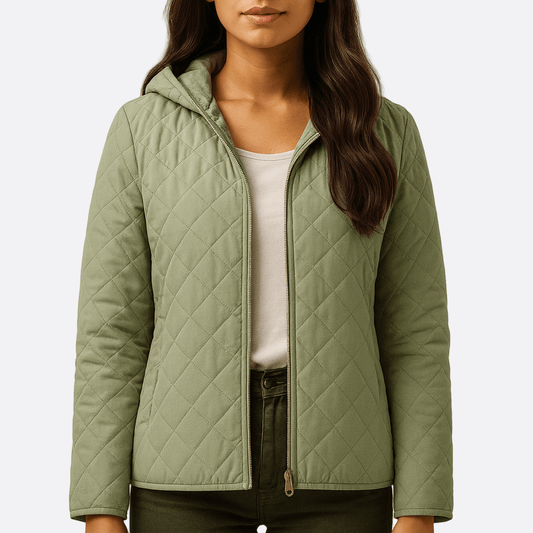 WW | Frauen Stilvolle Gequiltete Pufferjacke mit Kapuze Stil