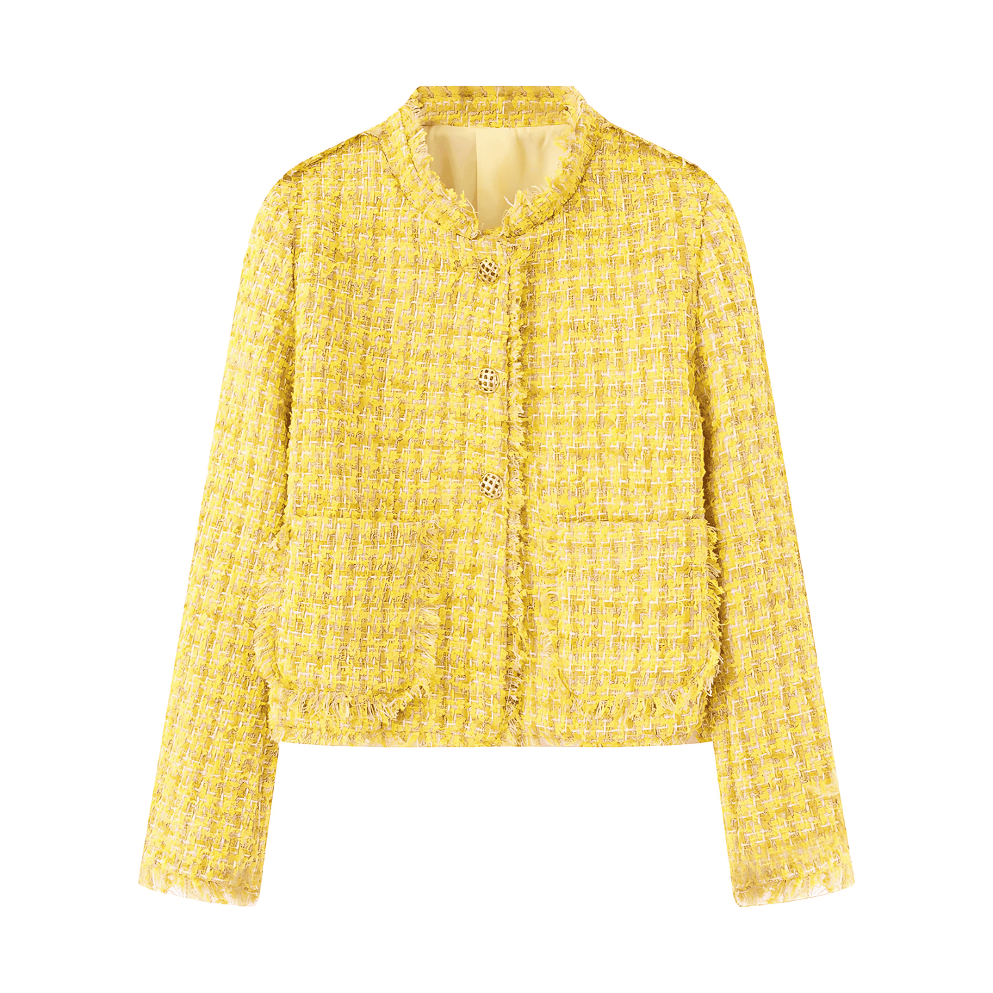 WW | Damen Stilvolle Kurze Jacke Strukturiertes Tweed
