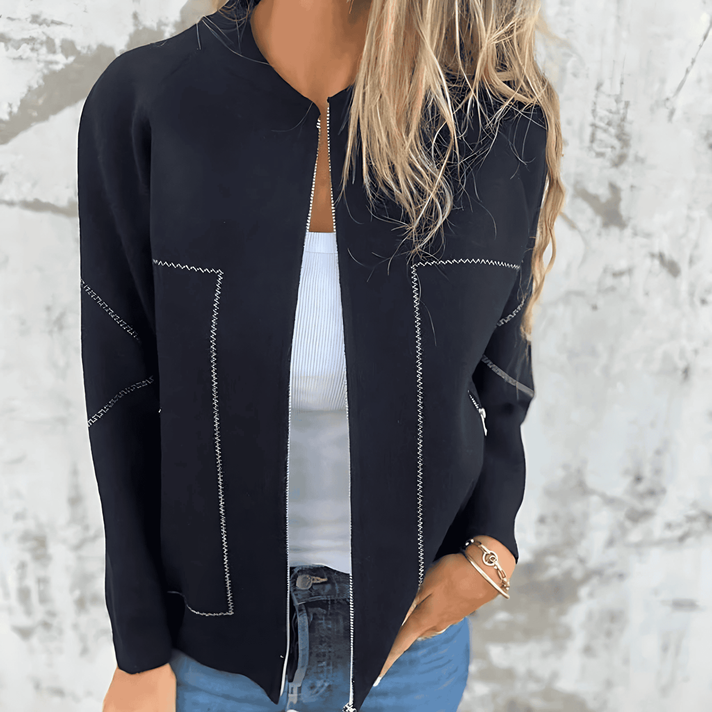 WW | Frauen Stilvolle Reißverschlussjacke Bequemer Stoff
