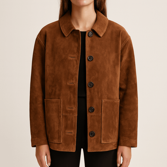 WW | Damen Wildleder Winterjacke Oversized Stil