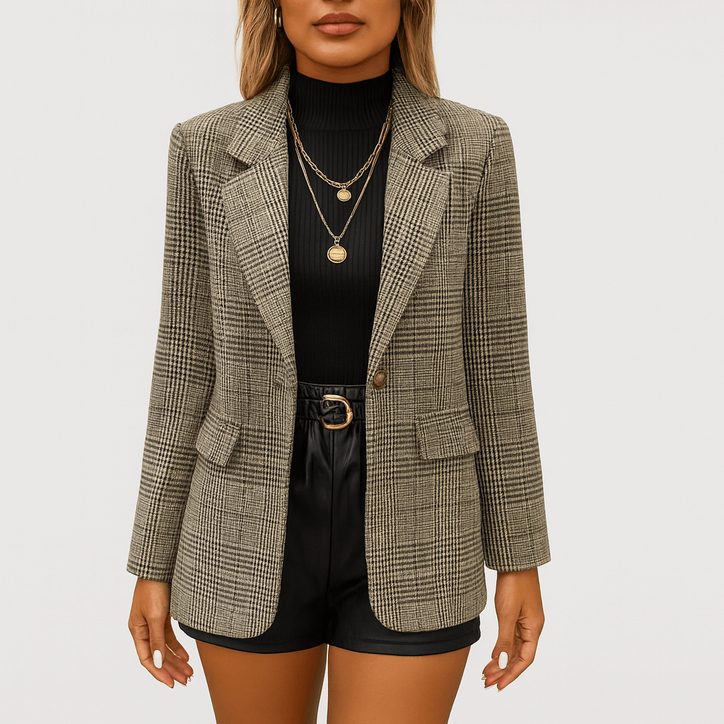 WW | Women's Tailored Check Winter Blazer Wool Blend