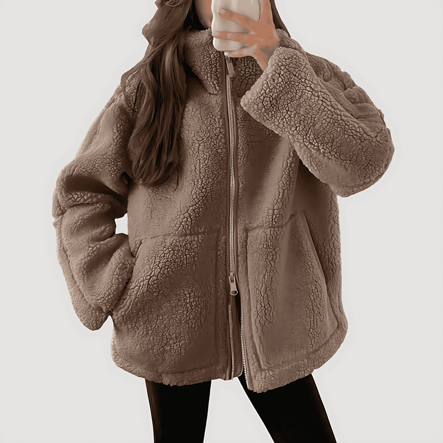 WW | Damen Teddy Reißverschluss Fleece Jacke Winter Kleidung