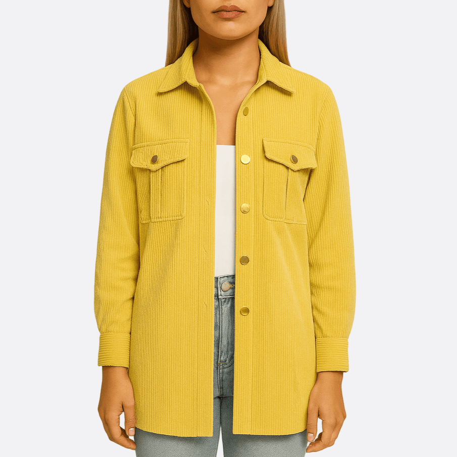 WW | Damen Gelbe Cordjacke Stilvolle Jacke Klassischer Stil