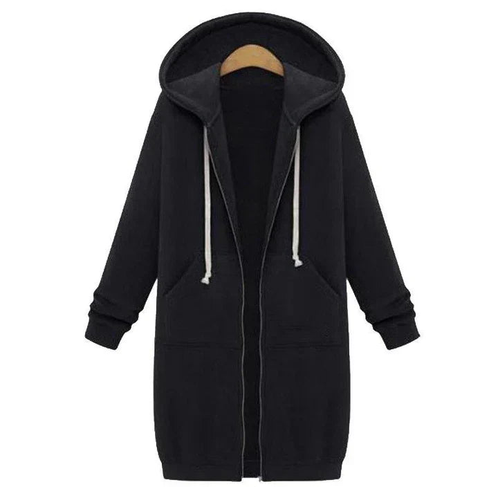 WW | a long women's sweatshirt with a zipper
