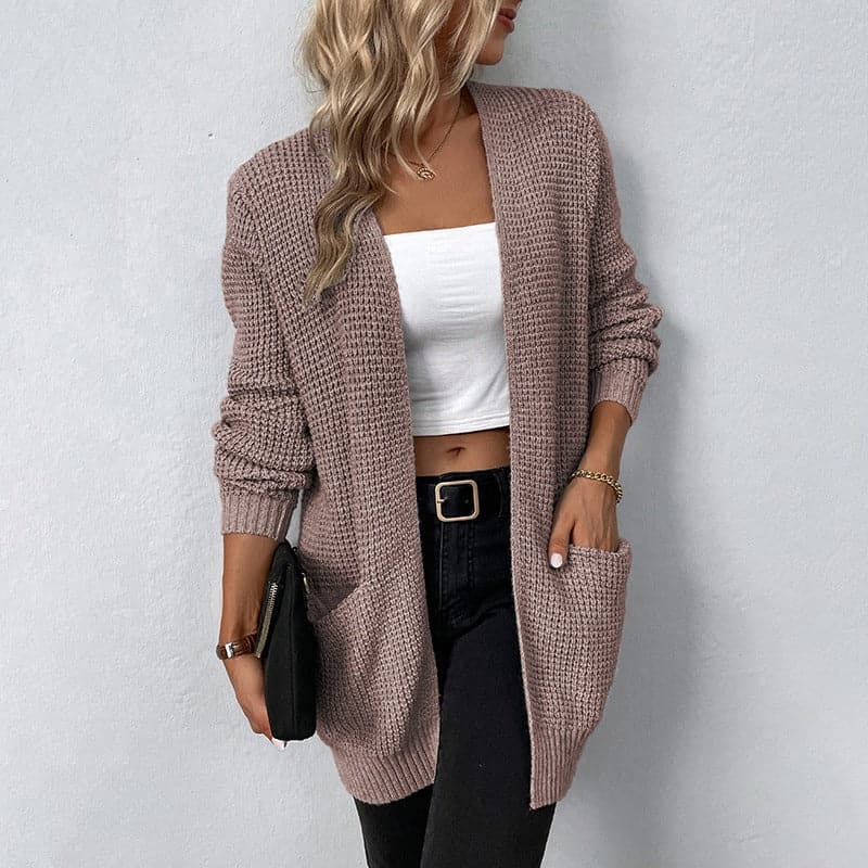 WW | Strickjacke Weicher Strick Relaxed Fit Offene Front Taschen Details