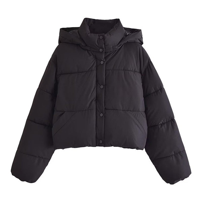 WW | Damen Kurze Kapuzen-Puffer-Winterjacke