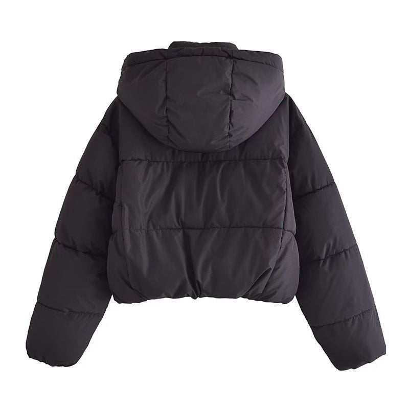 WW | Damen Kurze Kapuzen-Puffer-Winterjacke