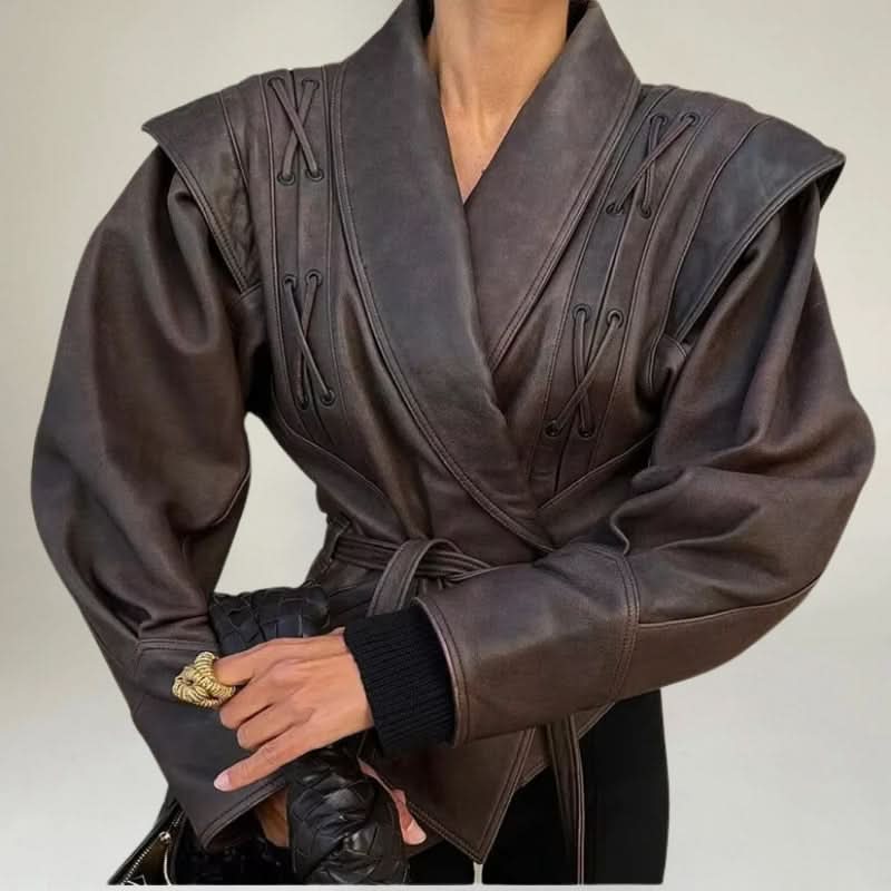 WW | made of high-quality leather with belt for women