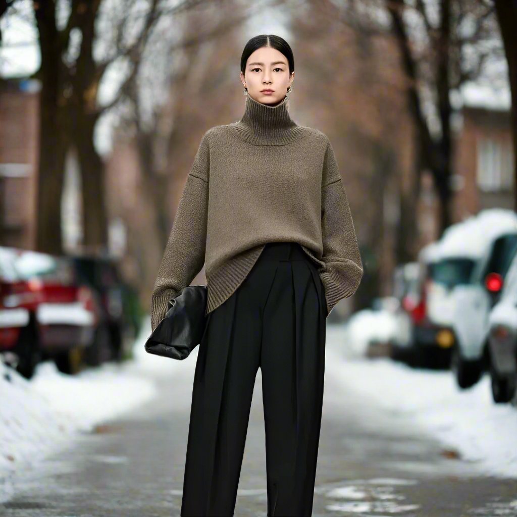 WW | Rollkragenpullover - Gestrickte Wollmischung - Oversized Fit - Weich und Warm