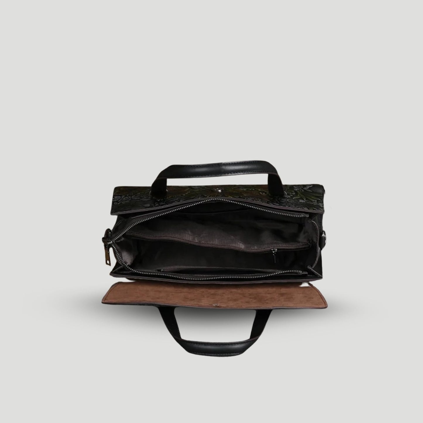 WW | Leder Mit Geprägtem Blumenmuster Klassisches Klappdesign Abnehmbarer Riemen