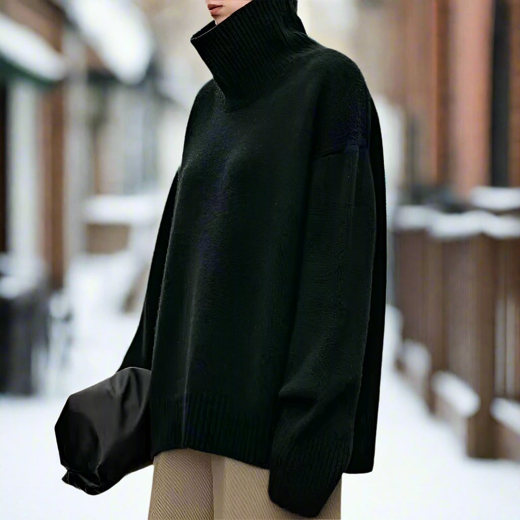 WW | High Neck Knitted Jumper Oversized Fit Rib Knit Soft Wool Blend
