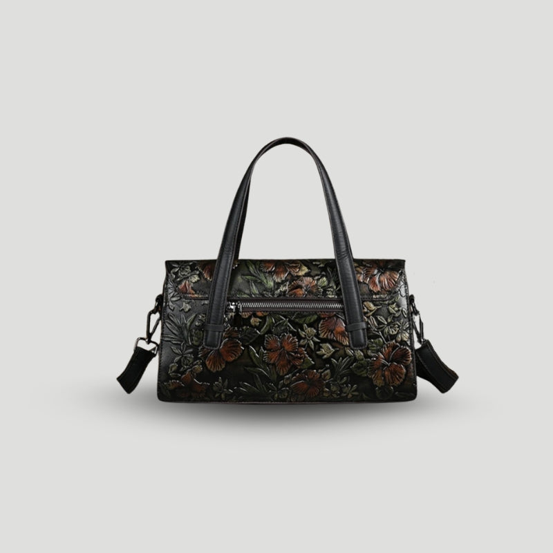 WW | Leder Mit Geprägtem Blumenmuster Klassisches Klappdesign Abnehmbarer Riemen
