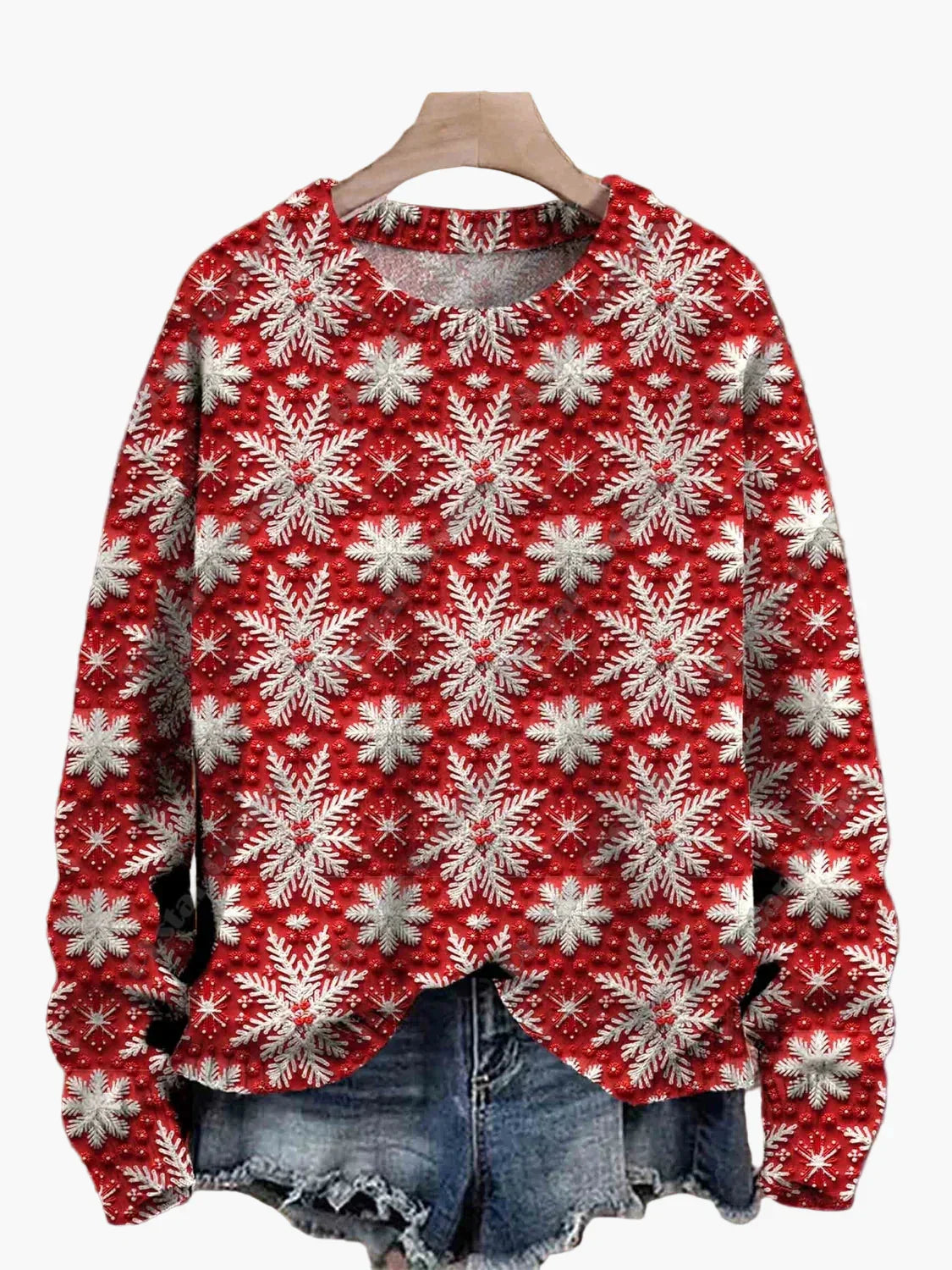 WW | Christmas sweater with festive 3D embroidery - Ideal for holidays, parties & winter
