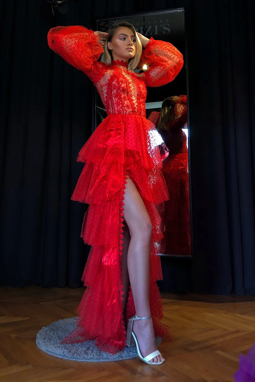 Nova | Mesh Long-Sleeve Evening Gown