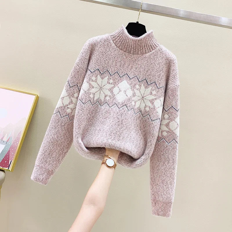 WW - Hässlicher Weihnachtspulli - Gemütlicher Schneeflocken-Turtleneck