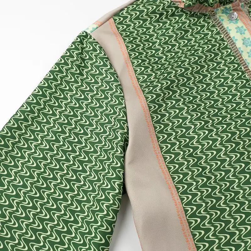 Selene | Cotton-Linen Dress with Green Print
