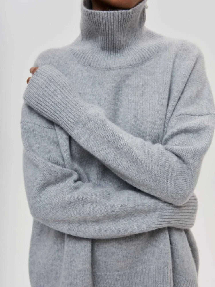 Oversized knitted turtleneck sweater