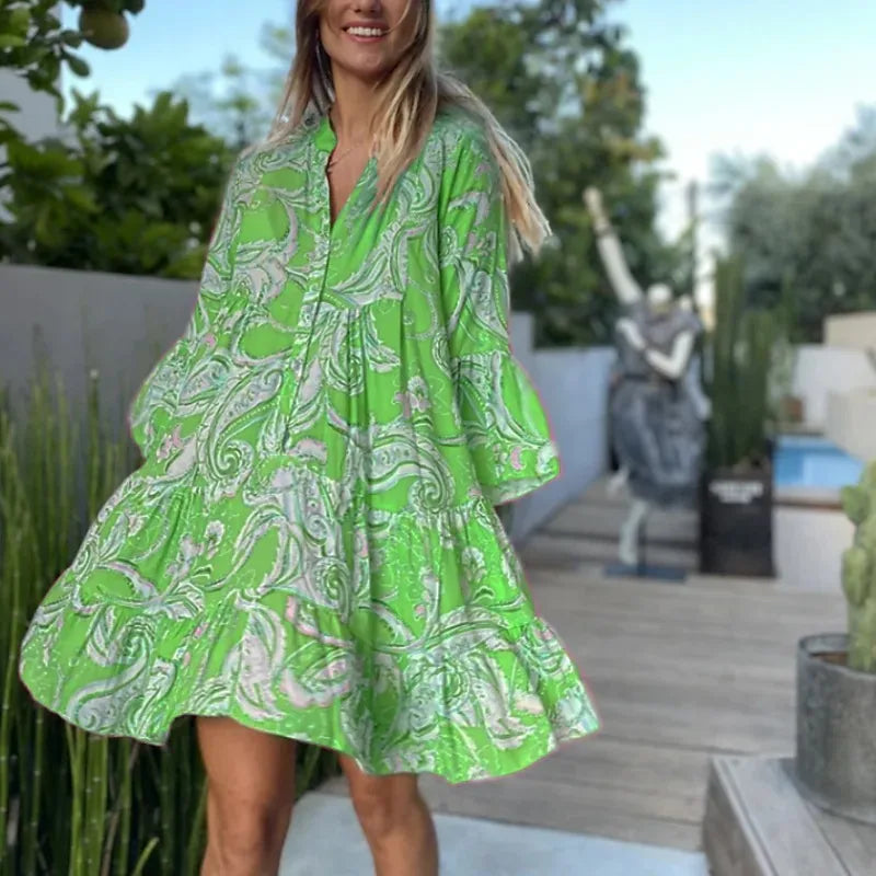 Everlen™ Boho-Blumen-Midikleid