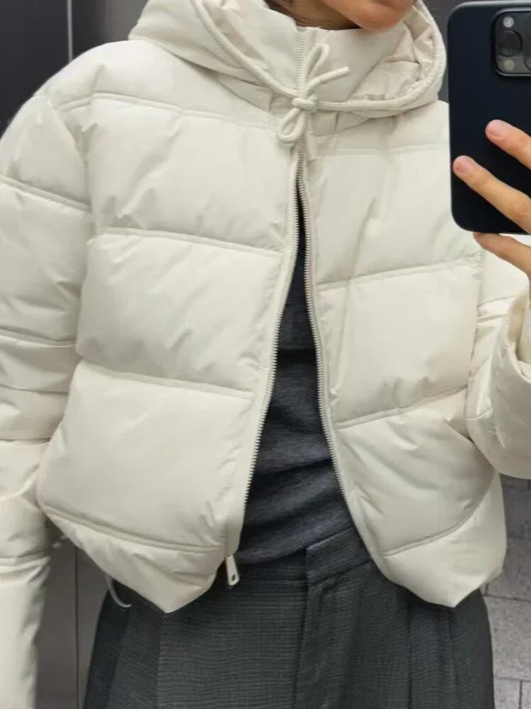 WW | Leisure Hooded Puffer Coat with Quilted Insulation