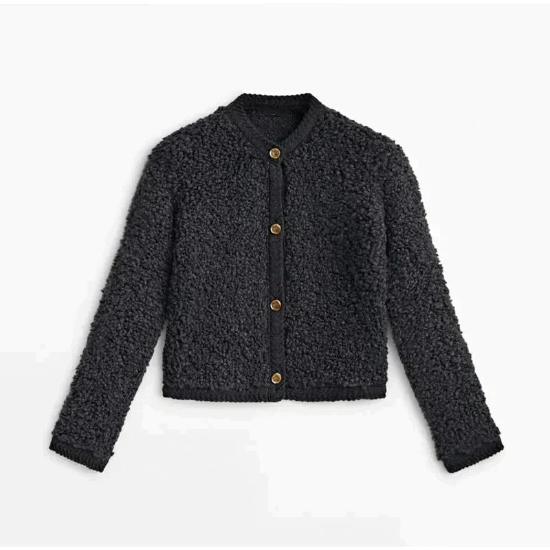 WW | Short teddy jacket with button fastening