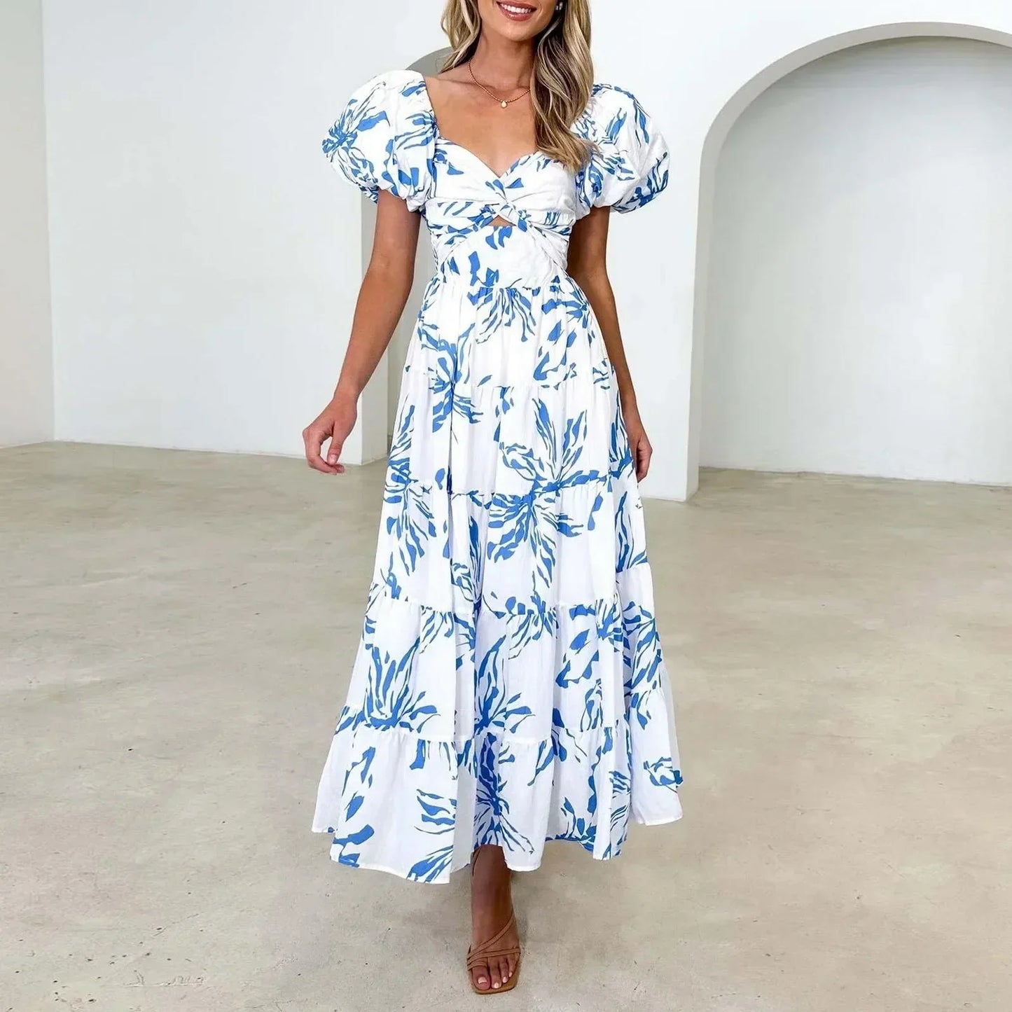 Mira | Floral, Formal V-Neck Maxi Dress