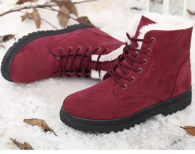 WW | Winter Boots - Lined Lace-up Boots with Warm Lining & Non-slip Sole