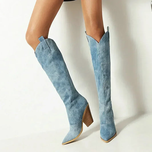 WW | Knielange Denim Stiefel