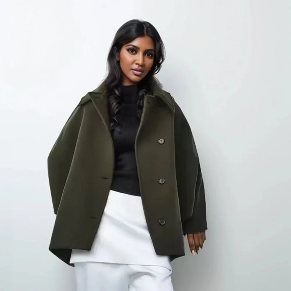 WW | Wool Blend Peacoat - Boxy Fit - Minimalist Style