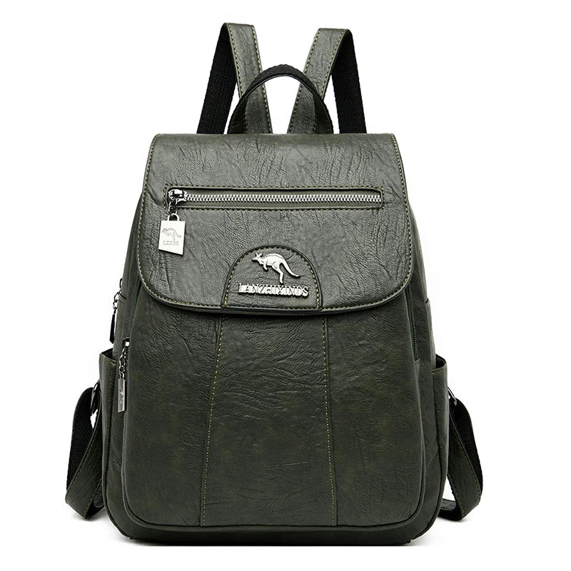 WW | Large Leather Anti-Theft Backpack for Women