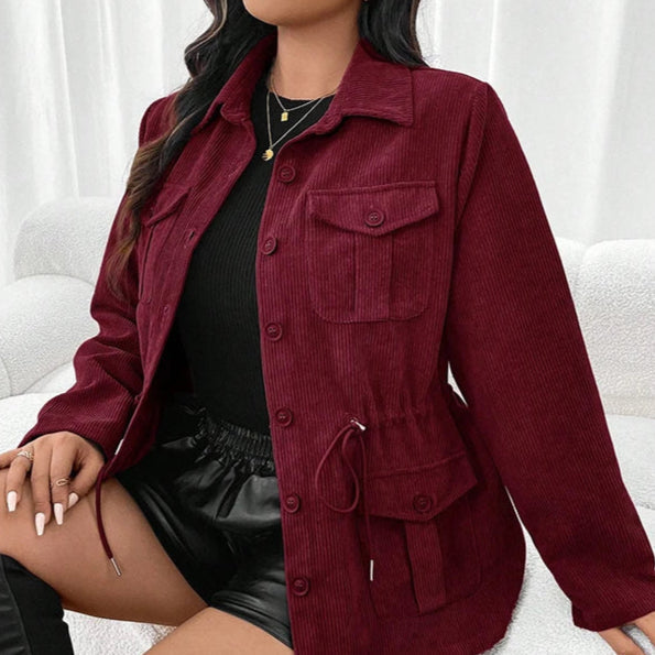 WW | Damen stilvolle Cordjacke mit Taschen